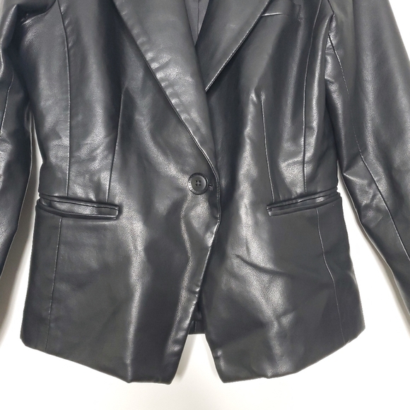 BCBG Maxazria Womens Faux Leather Jacket Small Black Moto Biker Lined - Picture 5 of 16